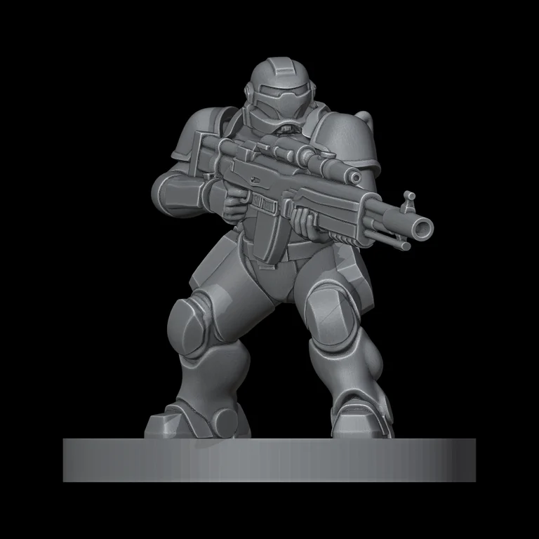 15mm Ranged Infantry trooper with base, digital render