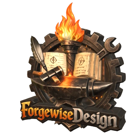 ForgewiseDesign forge flame and gear emblem